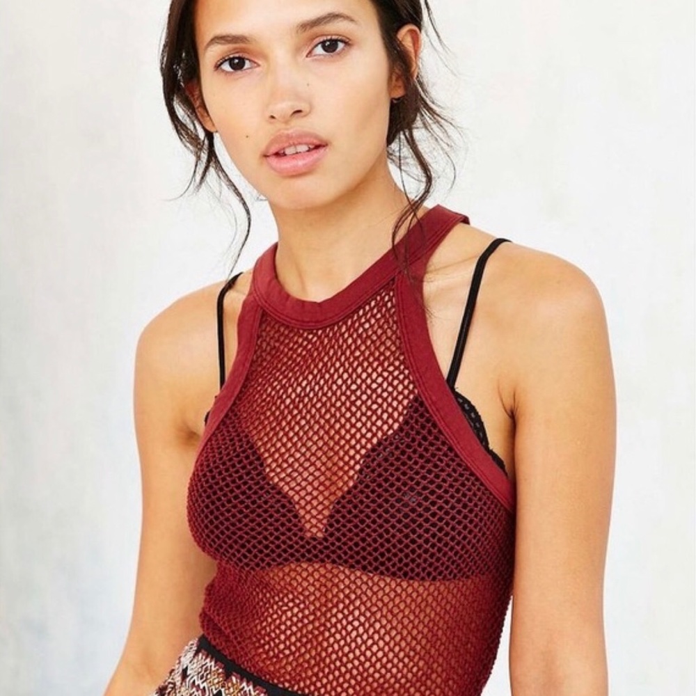 ♥︎ Truly Madly Deeply Maroon Fitted Mesh Crop ♥︎